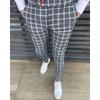 Men's Fashion Stretch Dress Pants Slim Fit Plaid Pants Business Suit Pants Casual Golf Pants