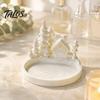 Christmas Jewelry Tray Winter Village Tray, 3D Printed Snow House Pine Tree Decorative Dish, Wonderland Desk Decor Mini Desktop Organizer for Key Ring