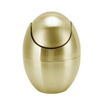 Modern Desktop Trash Can Office Kitchen Trash Bin With Press Lid Rustproof Stainless Steel For Home