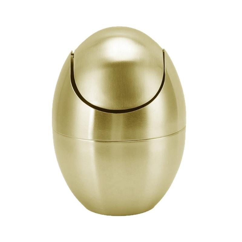 Modern Desktop Trash Can Office Kitchen Trash Bin With Press Lid Rustproof Stainless Steel For Home 1