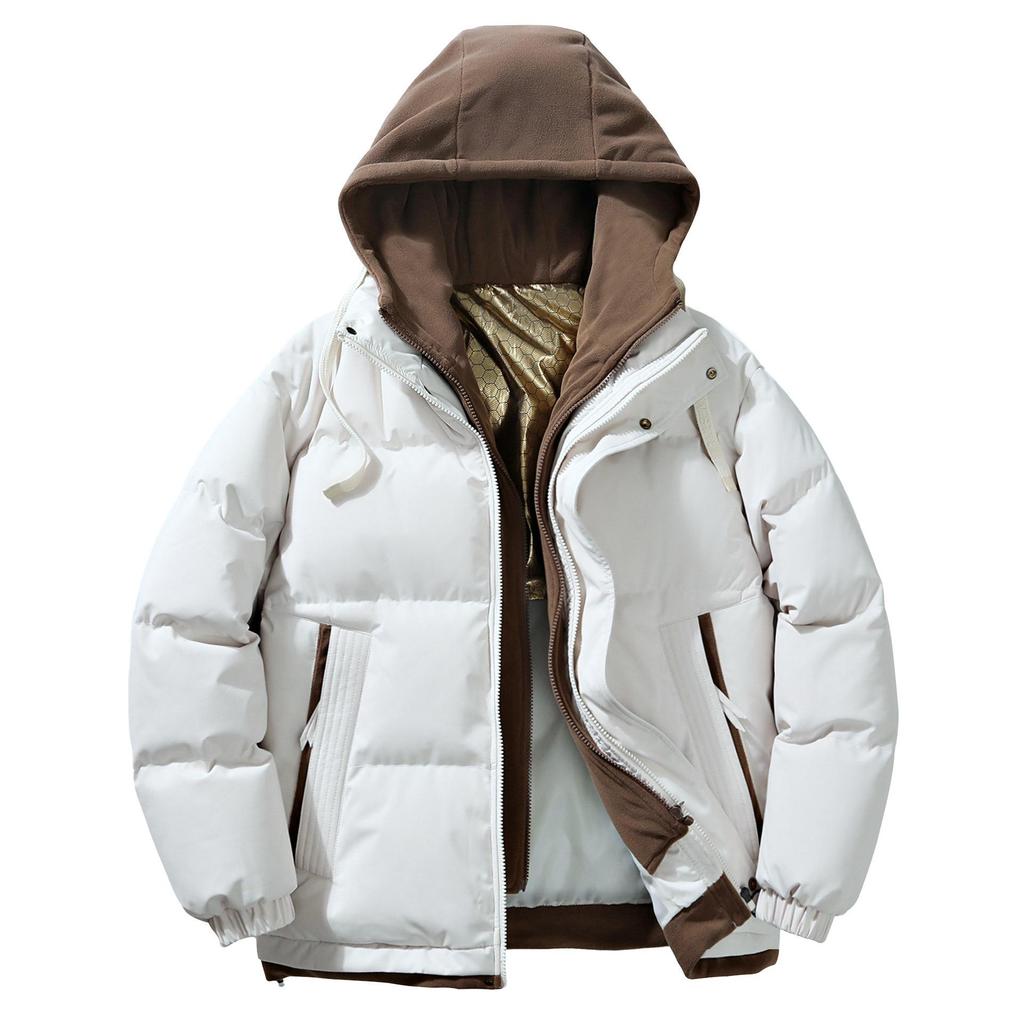 New Cotton-padded Clothes Men's and Women's Graphene Casual Outdoor Cotton Clothes Thickened Warm Hooded Fake Two-piece Top