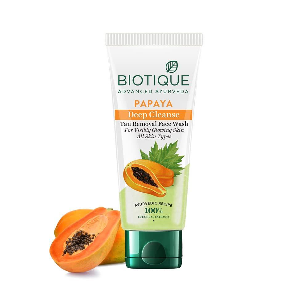 Biotique Papaya Face Wash For Glowing Skin – Deep Cleanse & Gentle Exfoliation – 100% Natural Botanical Extracts – 50ml