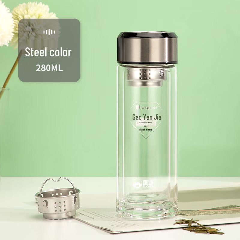 DKADI Double-Layer Borosilicate Glass Tea Infuser Cup