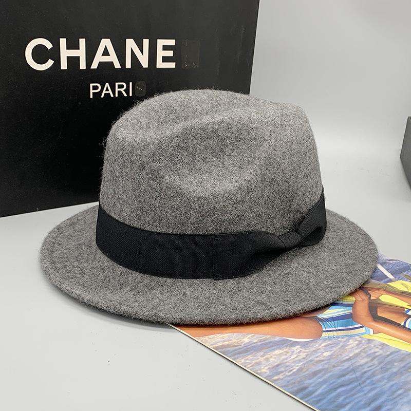 Hot sale ebay autumn models hemp gray short brim flat edge cone versatile top hat men and women, gentleman's hat