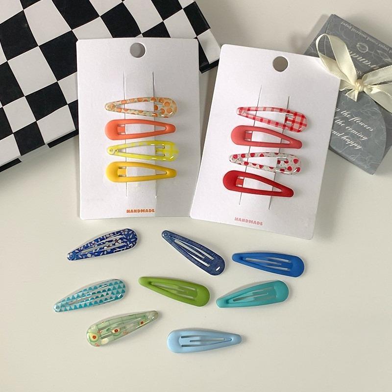 Plaid Print BB Hair Clip Girl Korean Style Simple Fashion Strawberry Floral Side Clip Hair Accessories