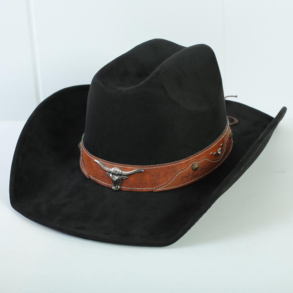 Popular European and American Style Suede Western Cowboy Hat Men's and Women's Simple and Fashionable Big-brimmed Jazz Hat