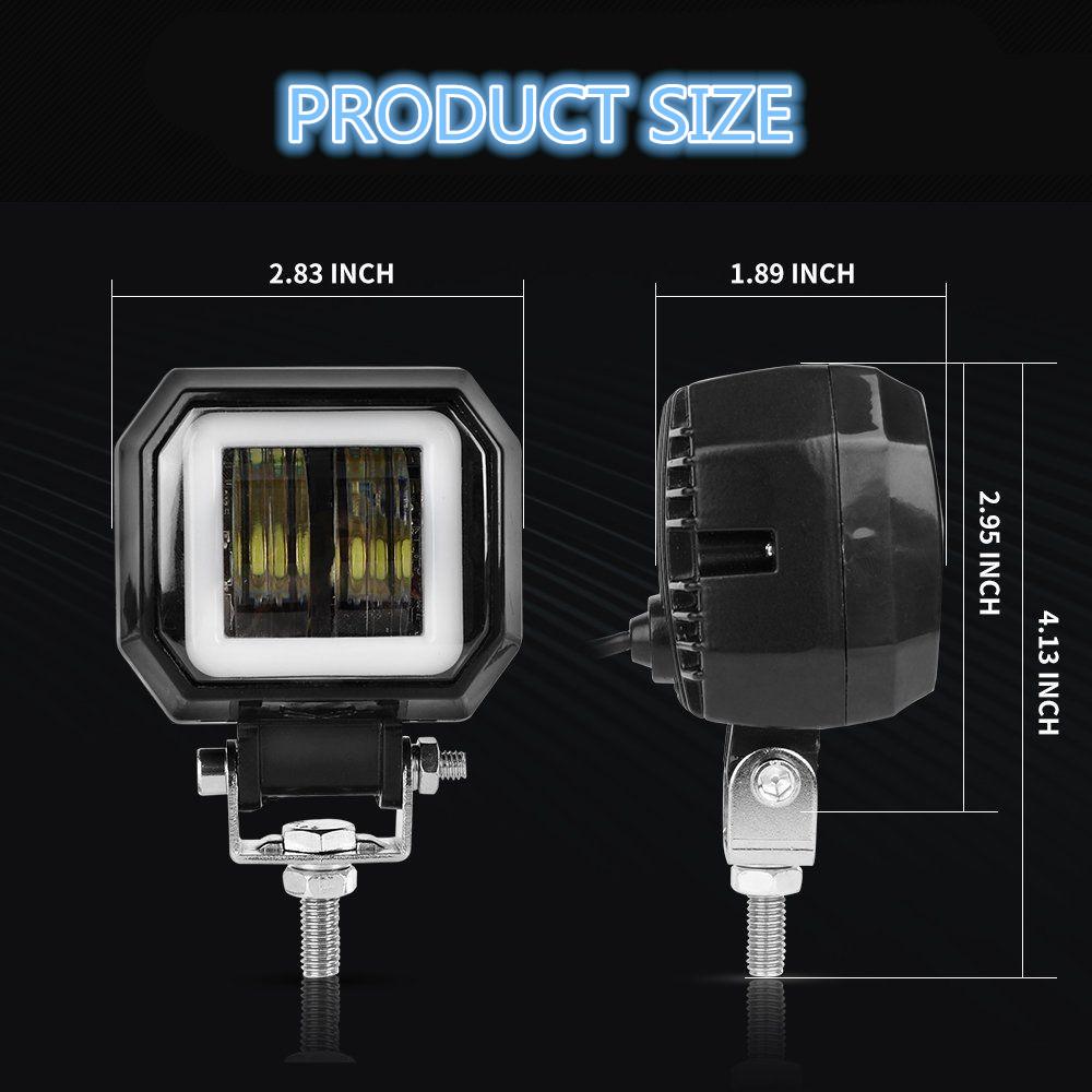 2PC 3Inch 12V 24V 6500K 40W Waterproof CREE LED Angel Eyes Light Bar Offroad Car Boat led Work Light Spot Light