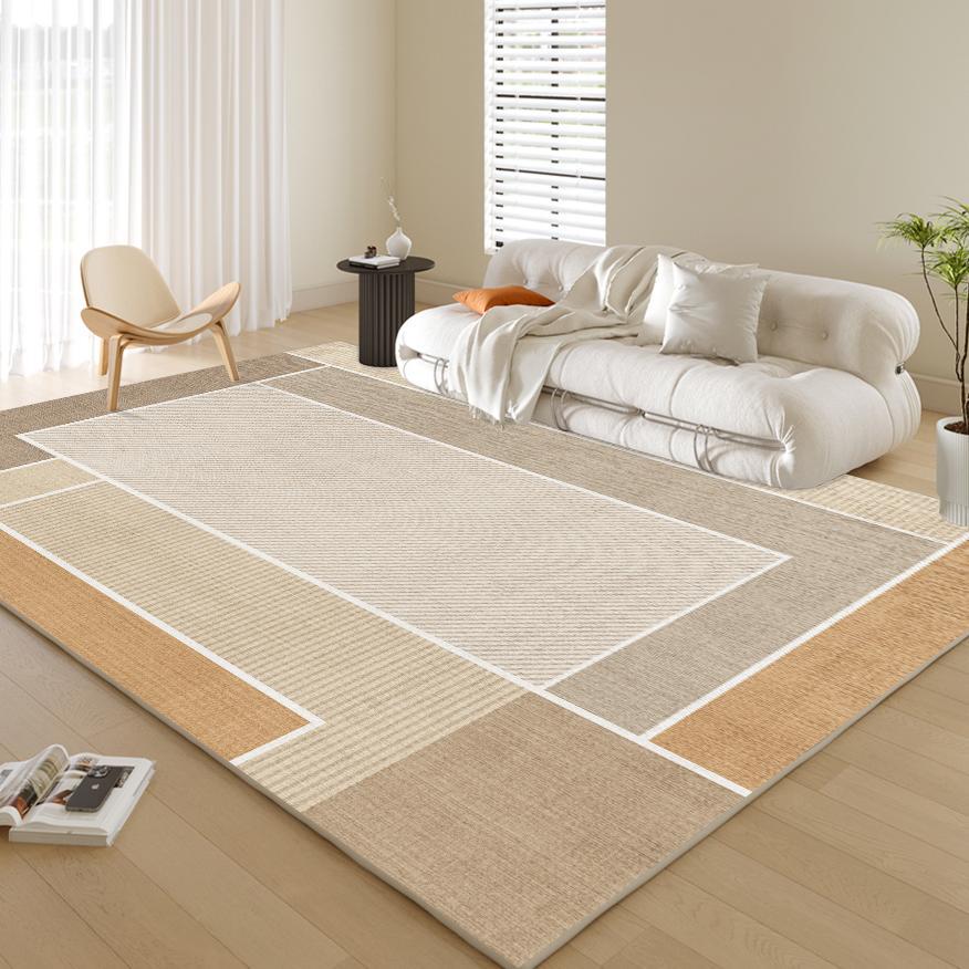 Covor Geometric de Culoare Crem, Runner pentru Canapea în Sufragerie, Covoraș pentru Suport de Picioare în Dormitor, Decor pentru Casă Antiderapant și Ușor de Curățat