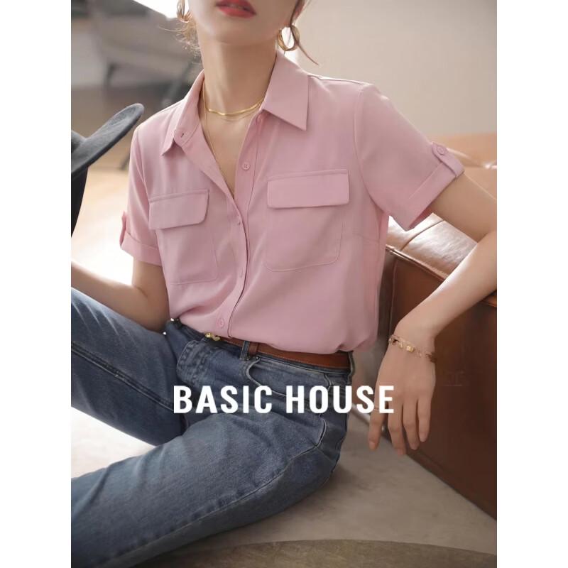 Basic House Women s Polo Collar Short Sleeve Shirt M