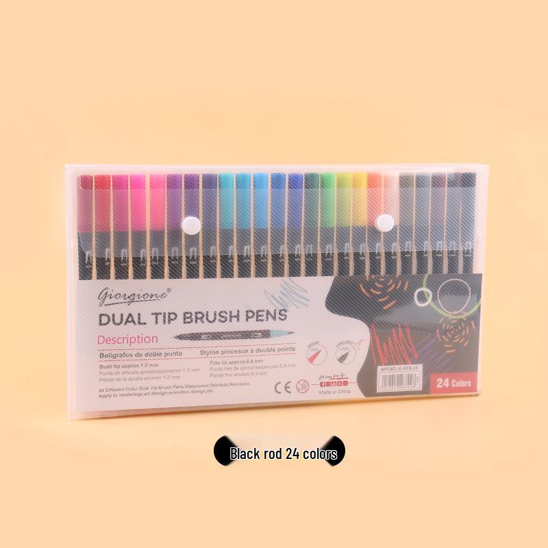 Giorgione Double-Ended Water-Based Fineliner Brush Pens: 24 & 80 Washable Colors