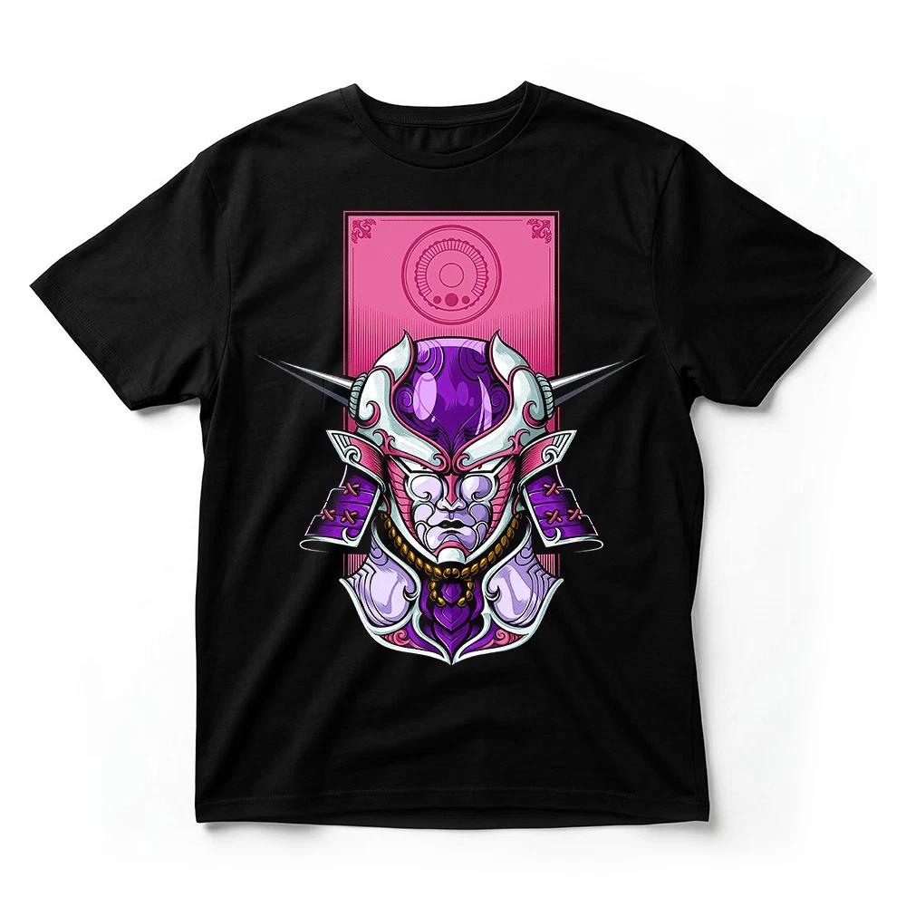 Japanese Samurai Warrior Mask TShirt Purple Pink Oni Streetwear Graphic Tee S