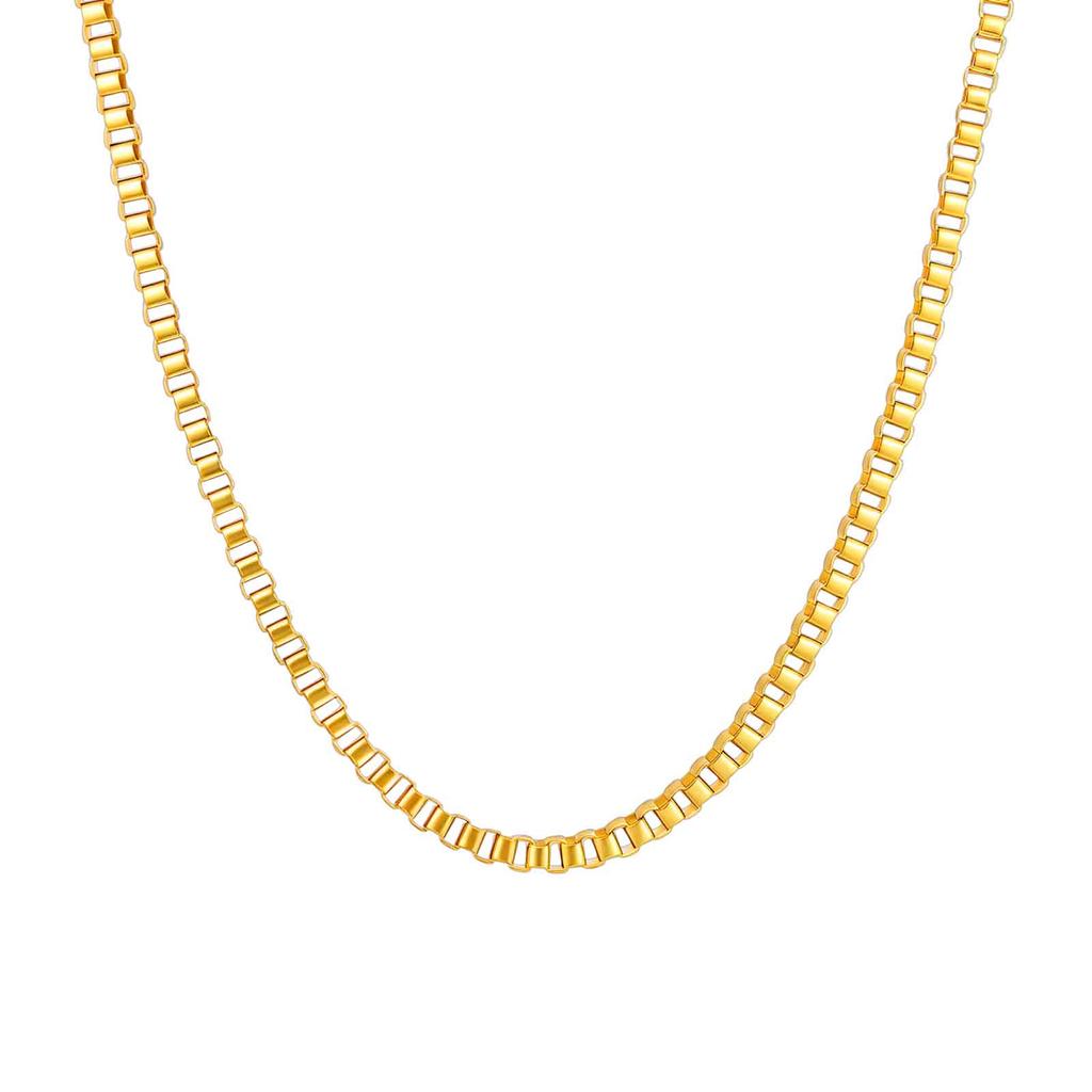 1/2/3MM Hip Hop Stainless Steel Box Chain Necklace for Women,Simple Basic Chain Necklaces,Fashion Accessories Gift
