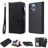 Suitable for iPhone15 mobile phone leather case 15plus solid color multi-function zipper wallet magnetic suction two-in-one case