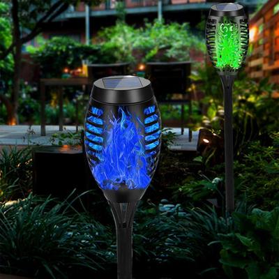Lampade solari da esterno da 2 pezzi con sensore di luce, ricarica automatica, luci solari da giardino con design a fiamma tremolante impermeabile