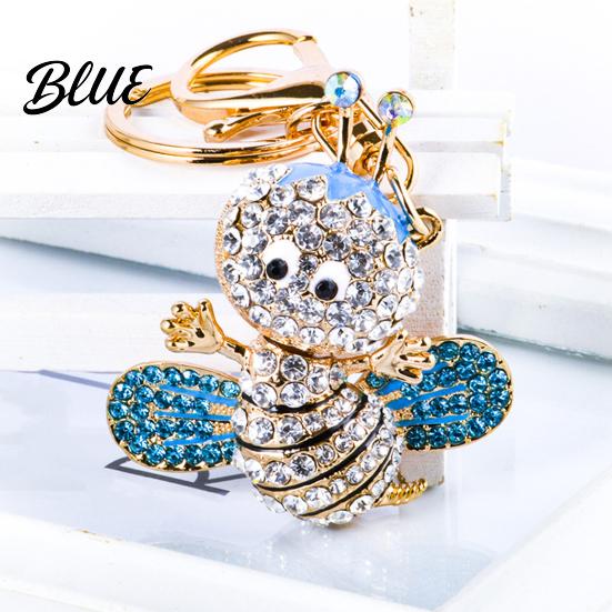 Wear-resistant Keychain Sparkling Rhinestone Bee Cute Animal Key Ring Bag