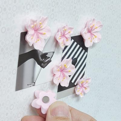 20Pcs Pink Cherry Blossom Refrigerator Magnet Photo Notes Holder Home Locker Fridge Peach Office Kitchen Whiteboard