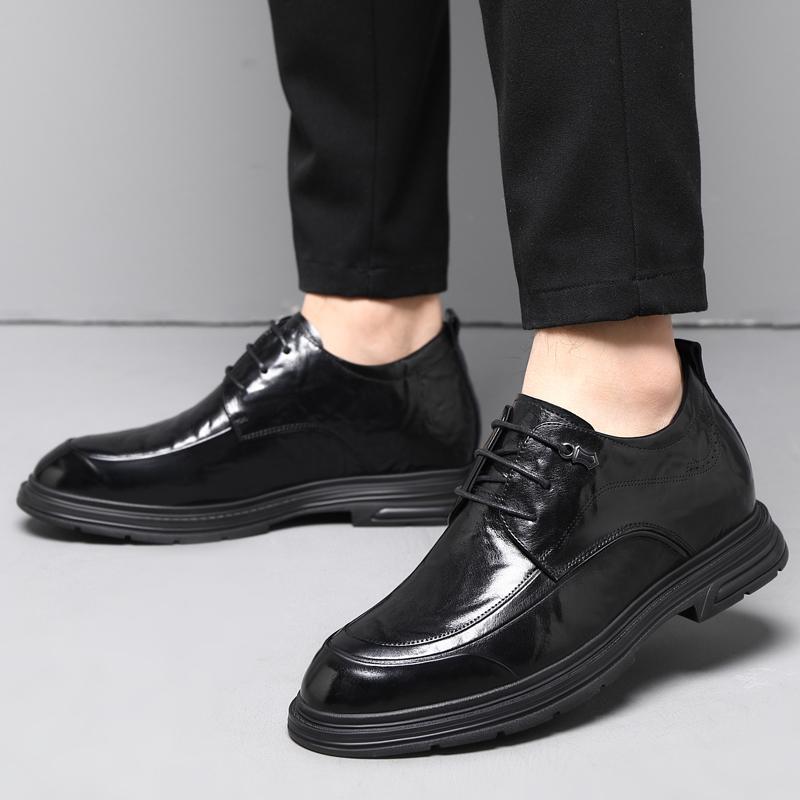 Nové Pánské 6/8CM Platformové Boty z Hovězí Kůže Zvyšující Výšku Pánské Boty do Kanceláře Business Svatba Zvedací Boty Pánské Zvedací Oblekové Boty