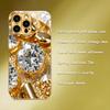 Sparkling Gold-Plated Diamond Jewelry New Electroplated Gold Tempered Glass Phone Case for iPhone 17 16 15 14 13 12 11,etc