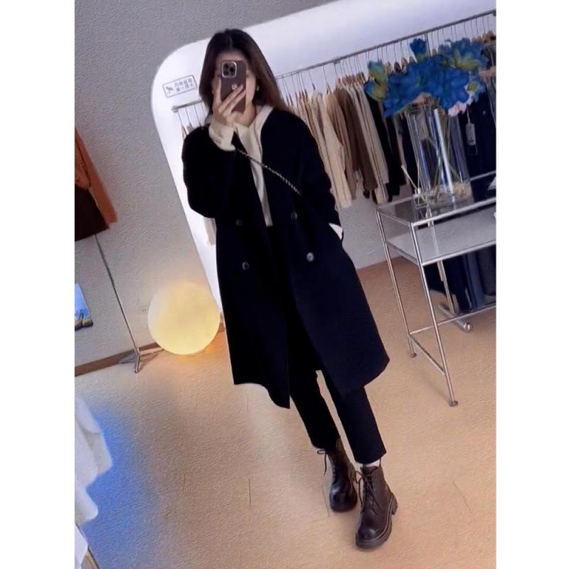 Hepburn-Style Woolen Coat for Women - 2026 Autumn/Winter Collection: Petite Fit, Slightly Plump Design.