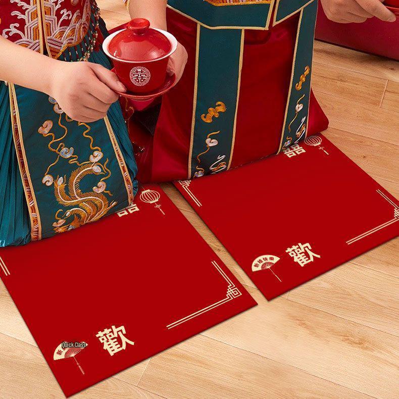 Red Wedding Kneeling and Sitting Cushion for Bride - Ceremony and Tea Ritual Pad, Free Shipping