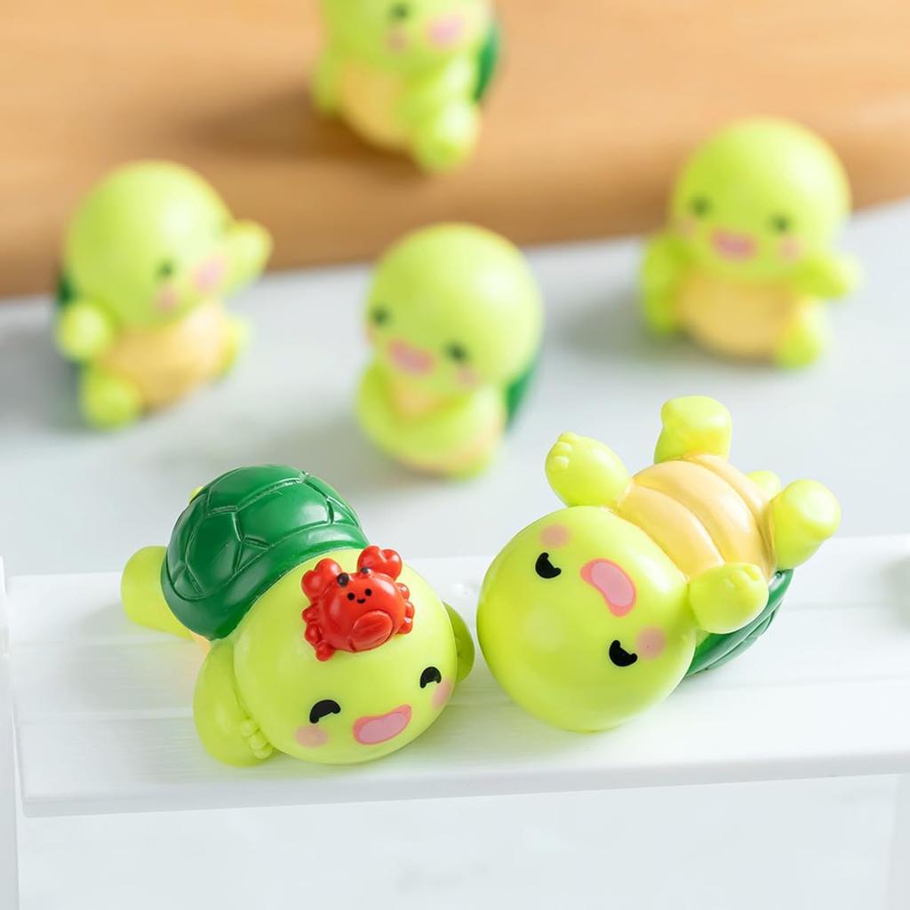 Set of 6 Mini Resin Tortoise Cute Car Accessories, Funny Cartoon Turtles Rear Car View Mirror & Dashboard Decorations Kawaii Car Interior Ornaments