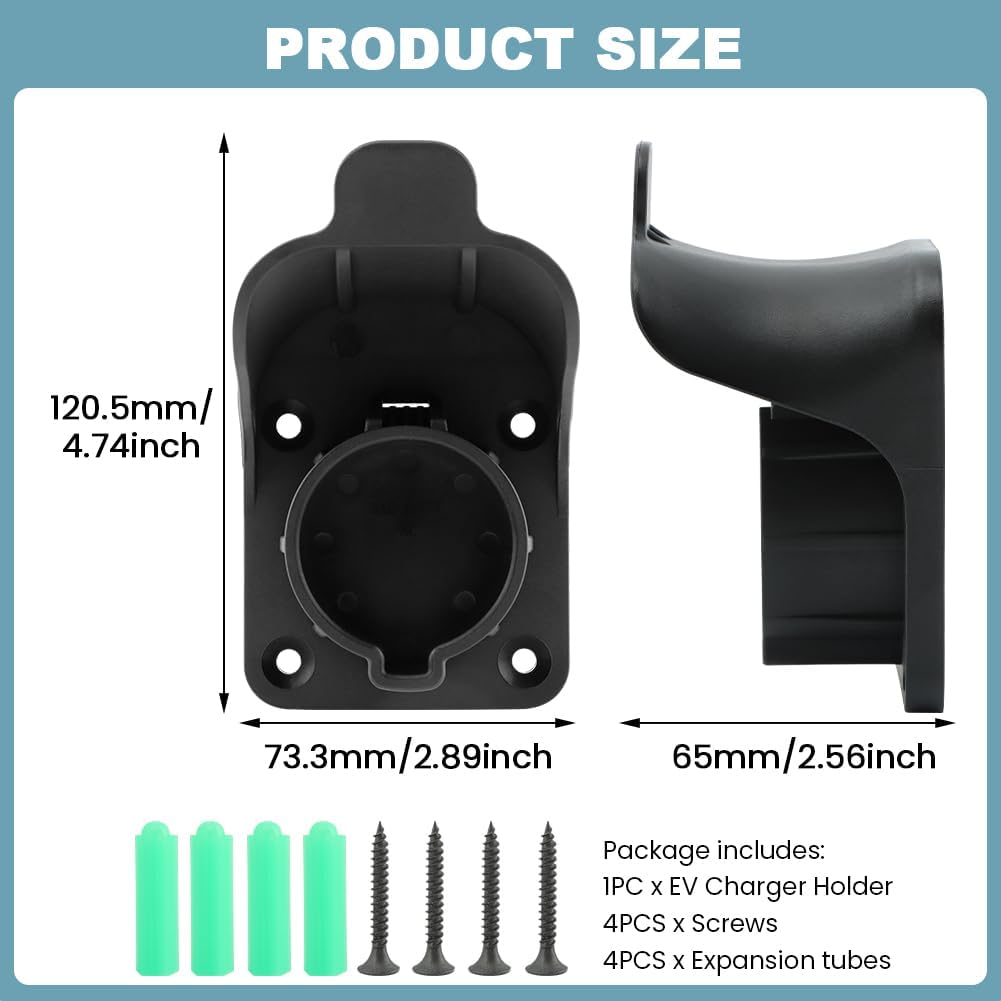 JIANWEI EV Charger Holder Wall Mount Compatible for SAE J1772, Electric Car Charging Plug Cable Hanger Cord Organizer, Electric Vehicle Charger