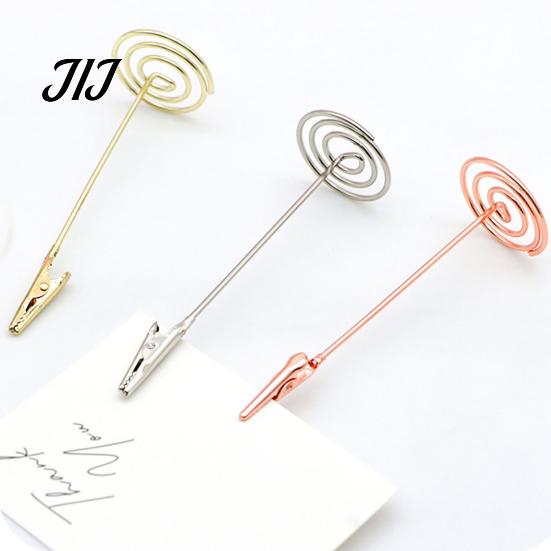 Gold Place Card Holders Metal Holder with Spiral Base, Table Numbers Display Decorative Memo Photo Rack, Desktop Clip Stand for Weddings And