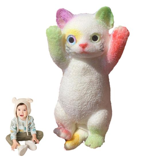 Realistic Cat Squeeze Toy Slow Rebound Soft TPR Stress Anxiety Relief Portable Kids Teens Adults Kitten Animal Squishes Sensory Fidget Toy