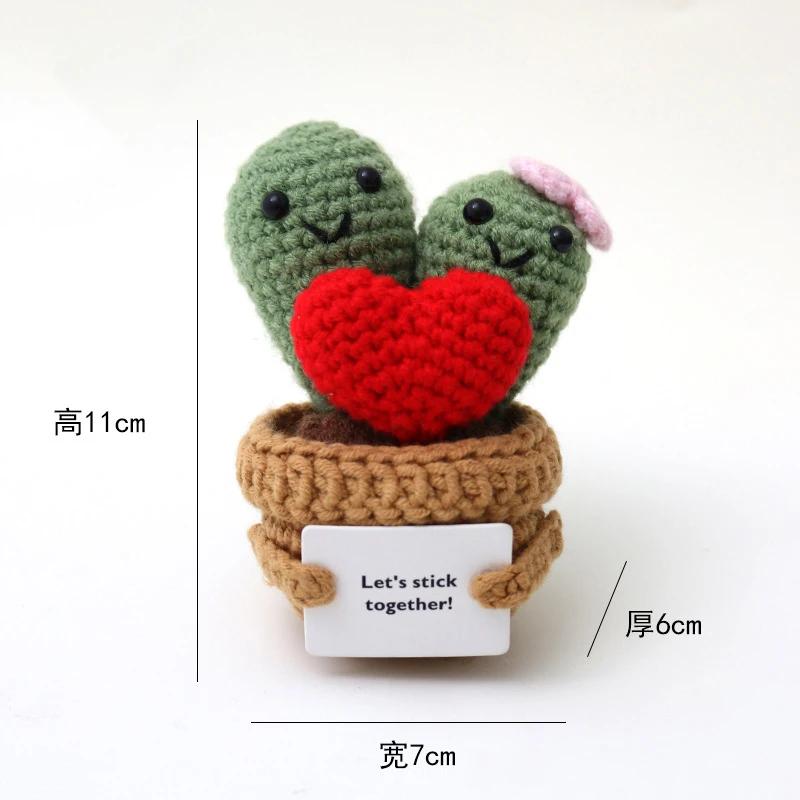 Emotionale Unterstützung Kreativer Kaktus Tanzender Kaktus Häkeln Handgefertigt Gestrickte Puppe Auto Bücherregal Tisch Heimdeko Geschenk