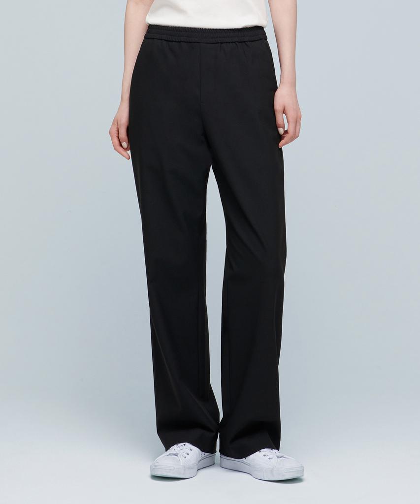 MUSINSA STANDARD Genderless Wide Elastic Waist Slacks [Black]