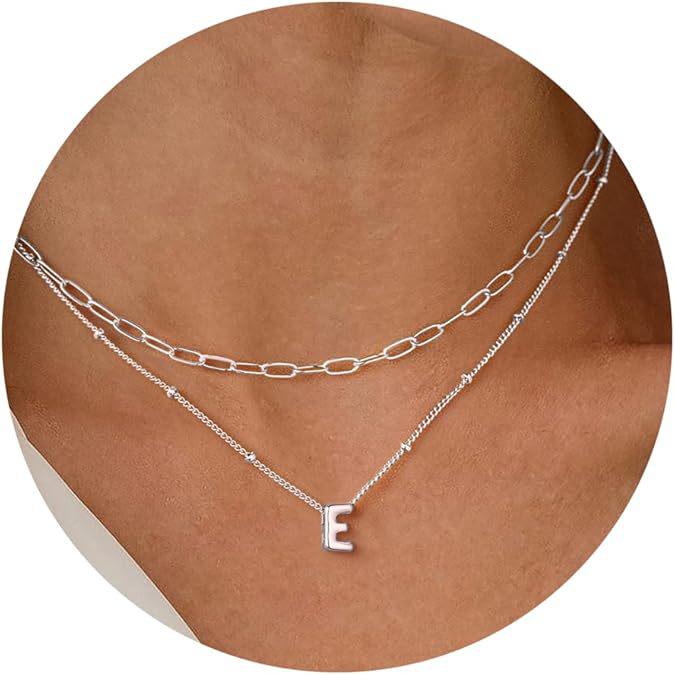 Mini Bubble 26-Letter Necklace: Women's Fashion Double-Layer Paperclip Clavicle Chain