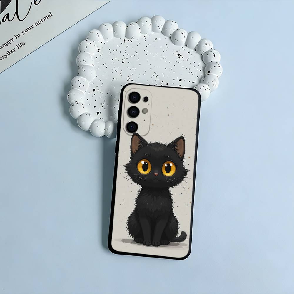 cartoon cats Phone Case For Samsung S25,S24,S21,S22,S23,S30,Ultra,S20,Plus,Fe,Lite,Black Soft Silicone