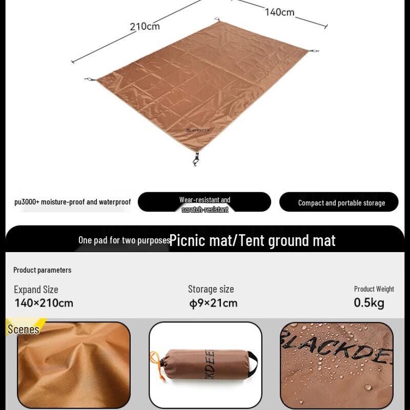 Black Deer Outdoor Tent Ground Cloth & Picnic Mat