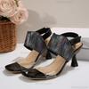 Fashion Fashion Design Transparent Pvc Strap High Heel Sandals Women Summer Square Toe Ankle Strap Sandals Sexy Laser Stripe Party Shoes