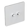 Wall Toggle Switch Stainless Steel Panel Insulated PC Base 2 Gang 2 Way Double Pole Toggle Switch Minimalist White