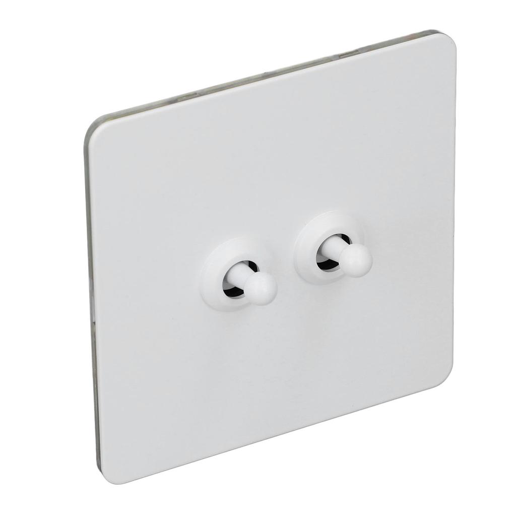 Wall Toggle Switch Stainless Steel Panel Insulated PC Base 2 Gang 2 Way Double Pole Toggle Switch Minimalist White
