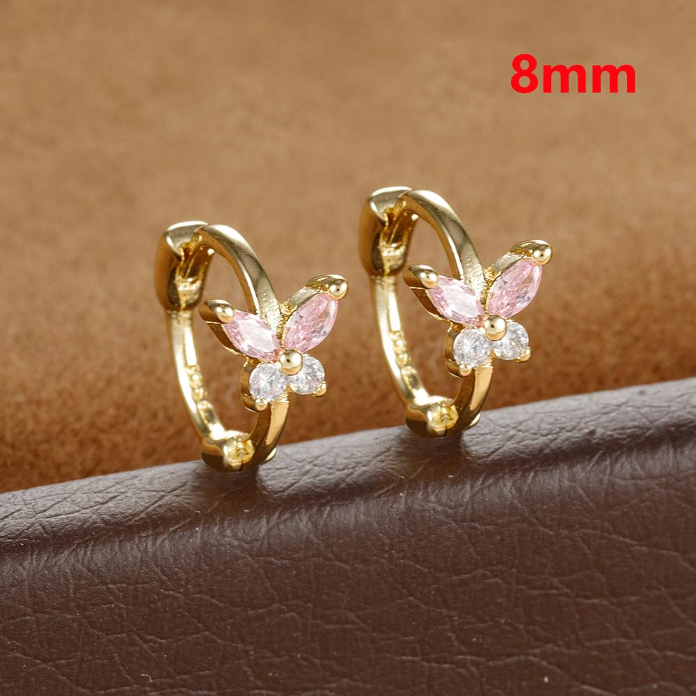 Stainless Steel Zircon Butterfly Minimal Hoop Earrings Small Gold Plated Huggie Earring Ear Buckle Cartilage Piercing Jewelry