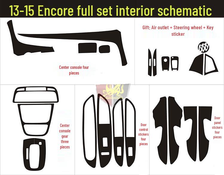 Custom Carbon Fiber Gear Panel Stickers for 2013-2018 Buick Encore.