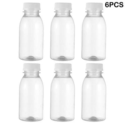 6 Stück 250 ml Milchflaschen, kleine Saftflaschen, auslaufsichere Milchflaschen, tragbare Getränkeflaschen, leere Plastikwasserflasche
