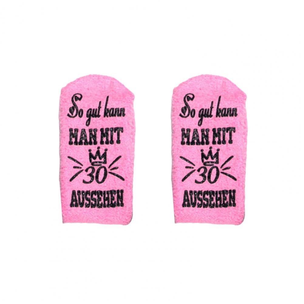 1 Pair Women Winter Socks Letter Print Mid-tube Thick Coral Fleece Keep Warm Floor Socks Anti-slip Knitted Daily Wear Sport Sock