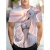 Plus Size Men's Trendy 3D Fox Girl At Sunset 3D Crew Neck T-Shirt,
