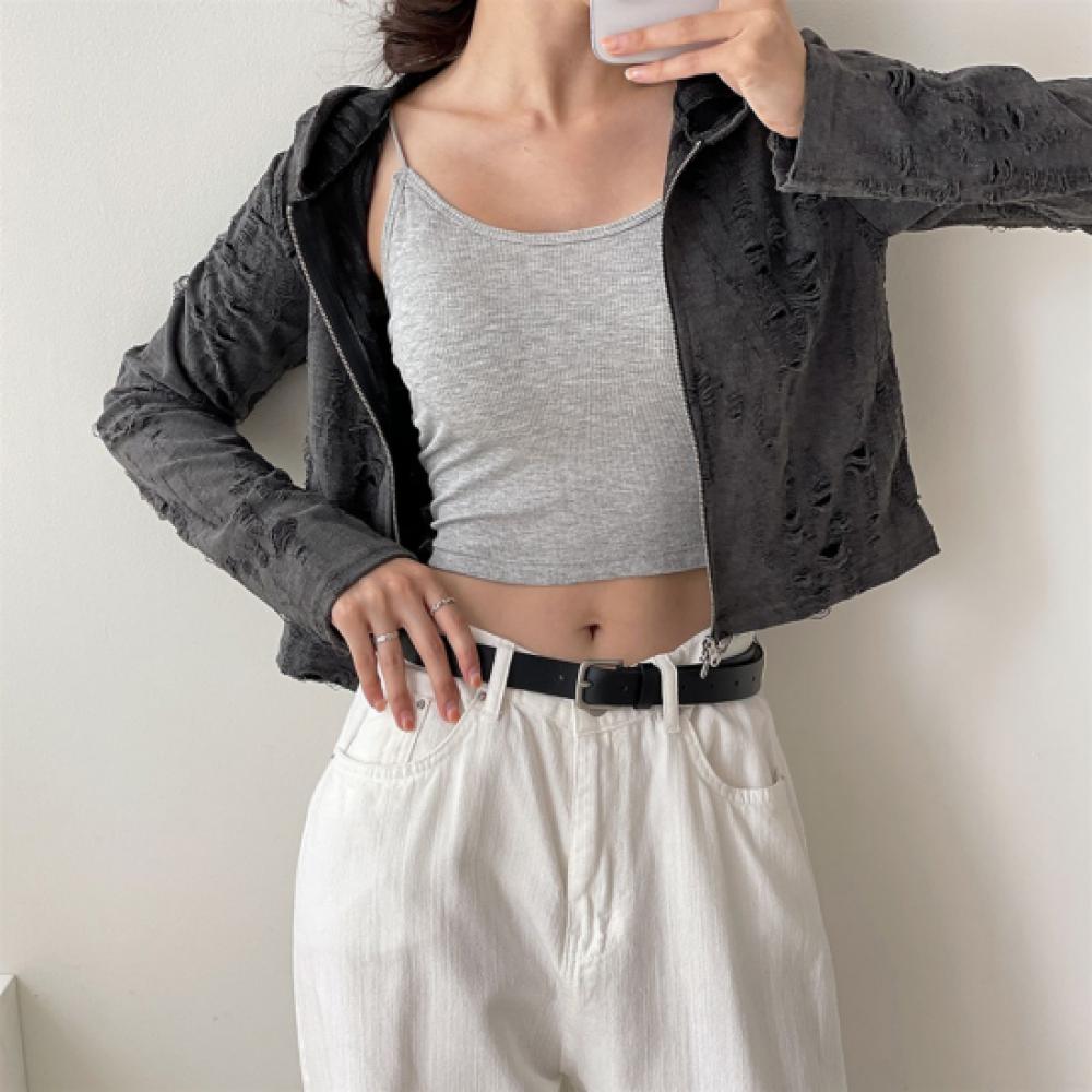 New ArrivalS Open Run Women S Damage Crop Hoodie Long Sleeve Zip Up
