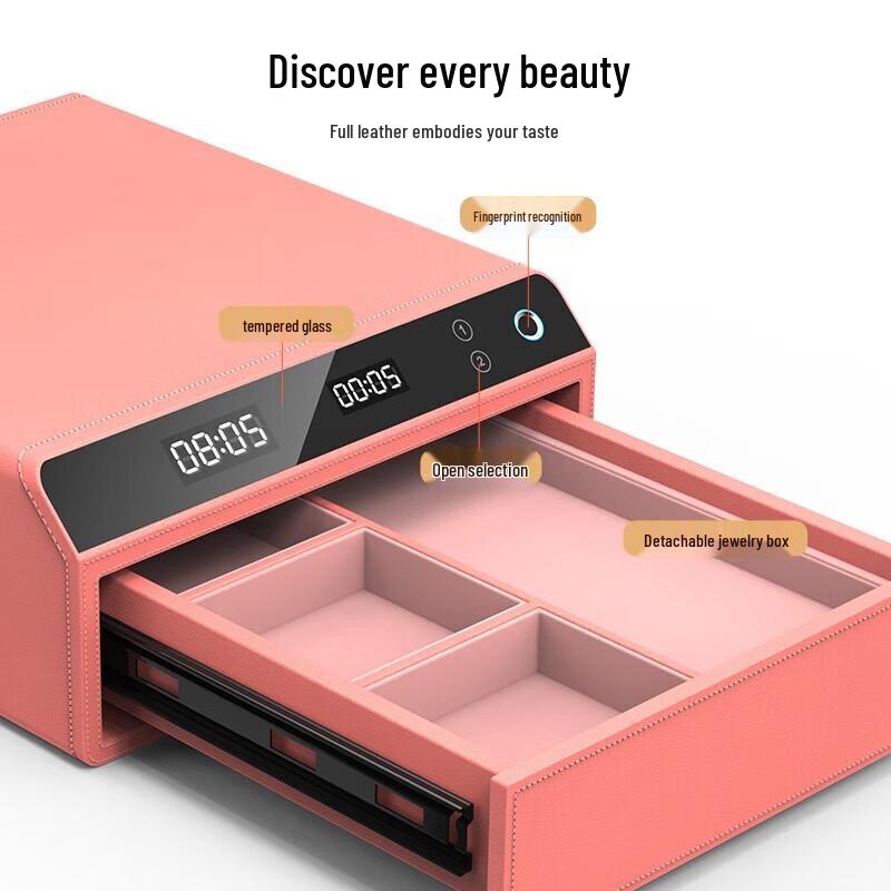 TIGER Smart Fingerprint Drawer Safe with Leather Interior