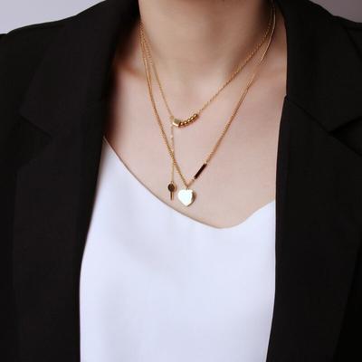 Pendants Titanium Steel Gold Color Wedding Necklace for Women Trend Jewelry