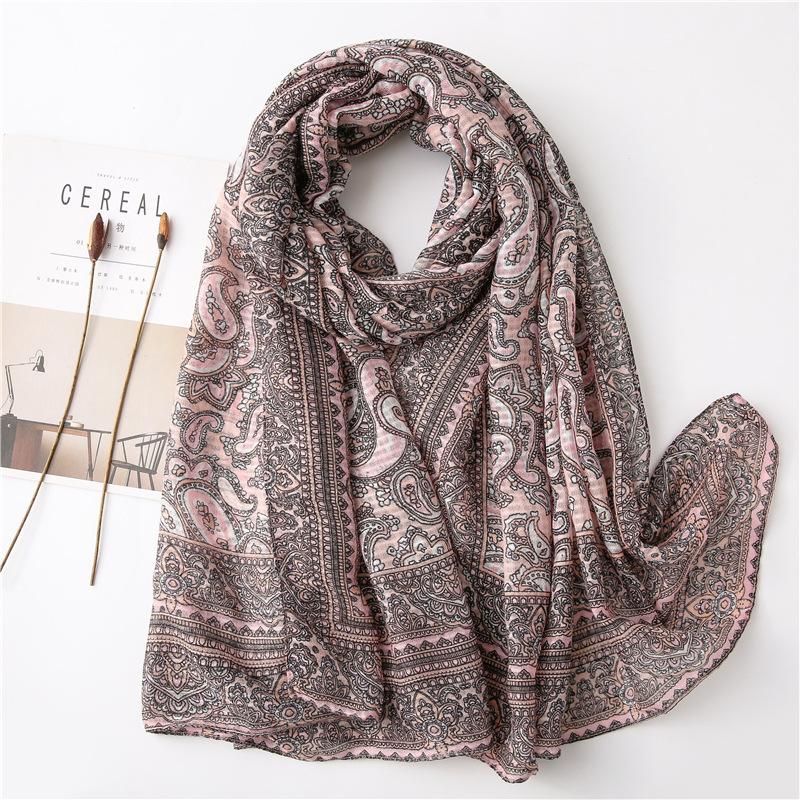 

Spain Luxury Fashion Retro Cashew Floral Viscose Shawl Scarf High Quality Wrap Pashmina Stole Bufanda Muslim Hijab Snood