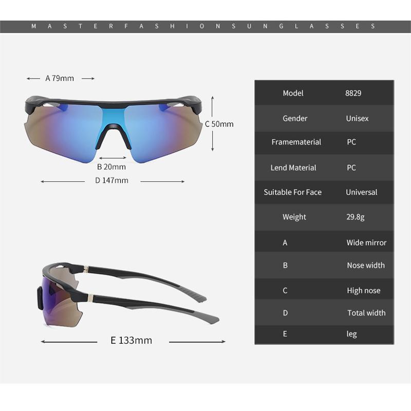 Half Frame Large Frame Cycling Glasses For Men And Women Y2k Futuristic Outdoor Sports Colorful Windproof Sunglasses 8829