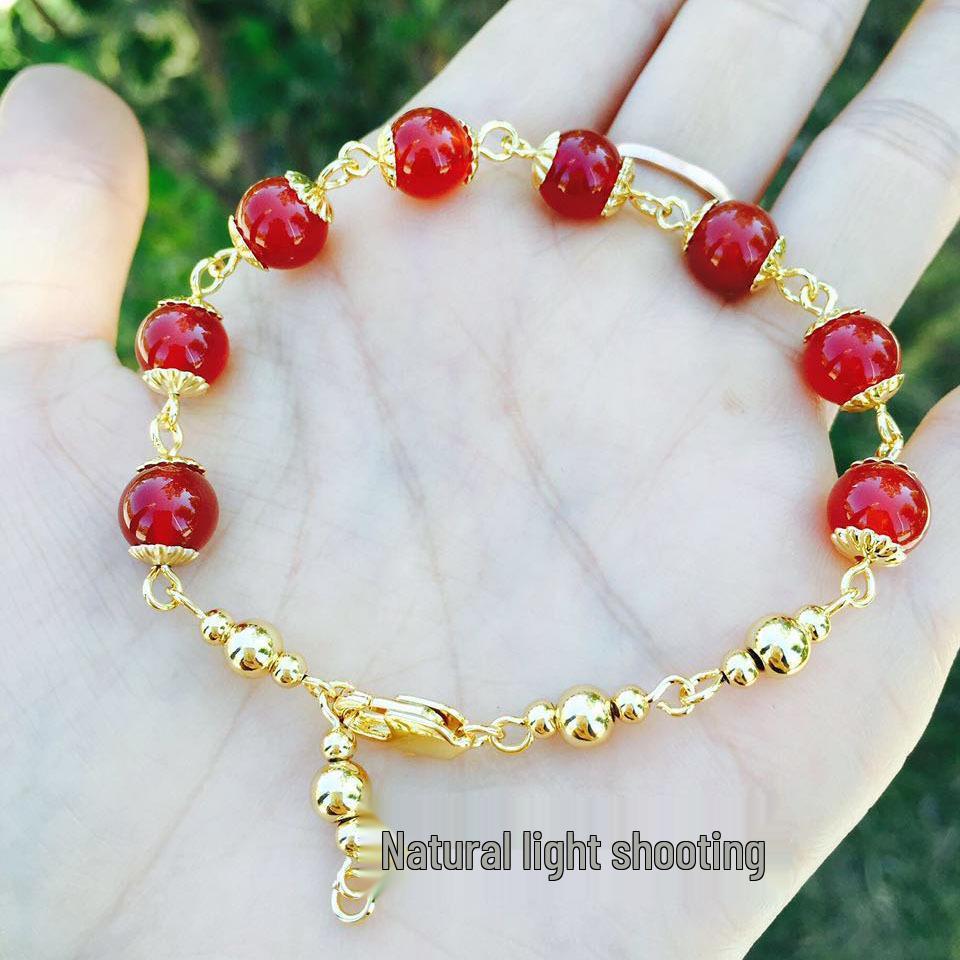 

Women s Adjustable Gold-Plated Bracelets with Cat s Eye Cabochon & Green Chalcedony Lulu Beads