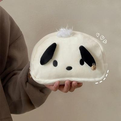 Kawaii Schwarz-Weiß-Hund, große Kapazität, Plüsch-Bleistifttasche, niedliche Federmäppchen, Beutel, Schreibwaren-Organizer, Halter, Geschenkpreise