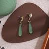 Emerald Teardrop Tassel Silver Needle Earrings - Retro Green, High-End, Simple, Long Design