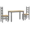 3 Piece Dining Set PANAMA Grey Solid Pine Wood